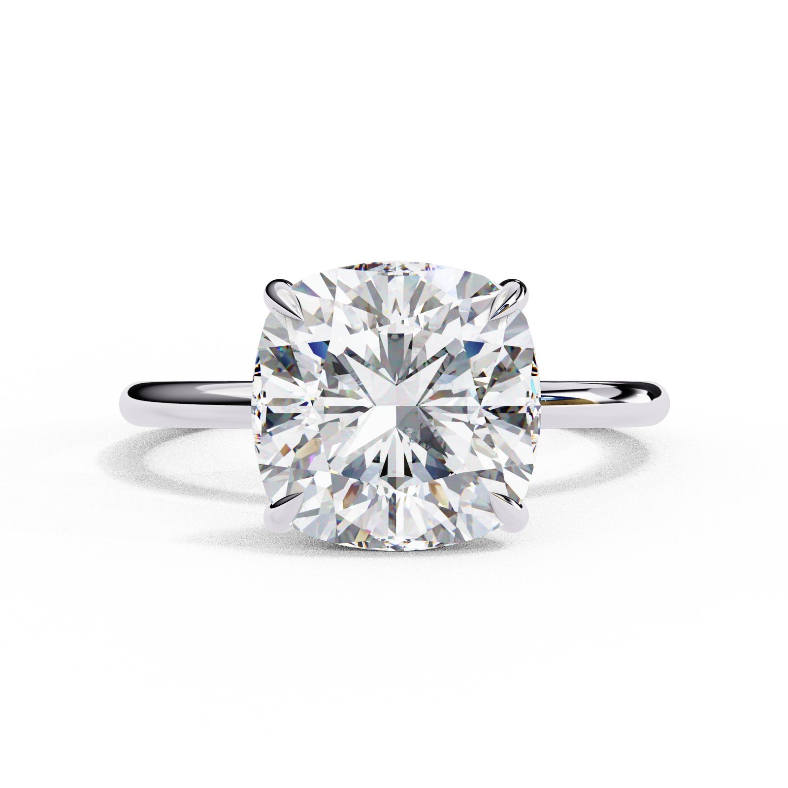 Cushion Cut Solitaire Hidden Halo Engagement Ring
